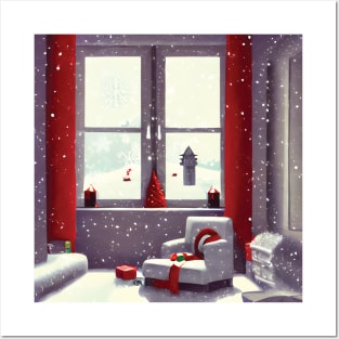 Merry Red Christmas Introverting Snow and Winter Posters and Art